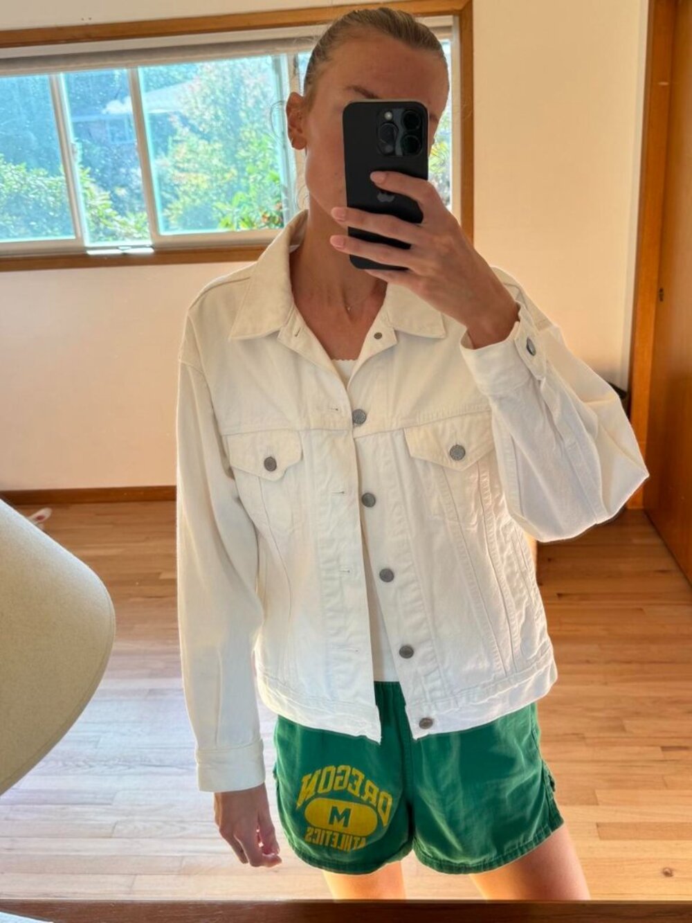 Aritzia Denim Forum White Denim Jacket